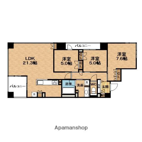 CITYHOUSE南森町(3LDK/5階)の間取り写真