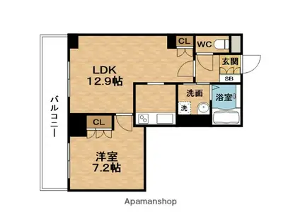 エルヴェ東天満(1LDK/13階)の間取り写真