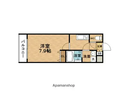 W.O.B UMEDA(1K/2階)の間取り写真