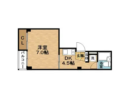 クレストTK(1DK/4階)の間取り写真