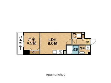 インプルーブ天六(1DK/3階)の間取り写真
