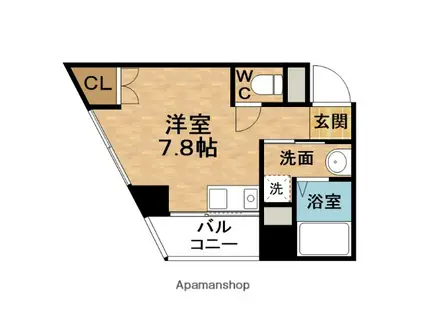 ラ メゾヌーヴ(ワンルーム/8階)の間取り写真