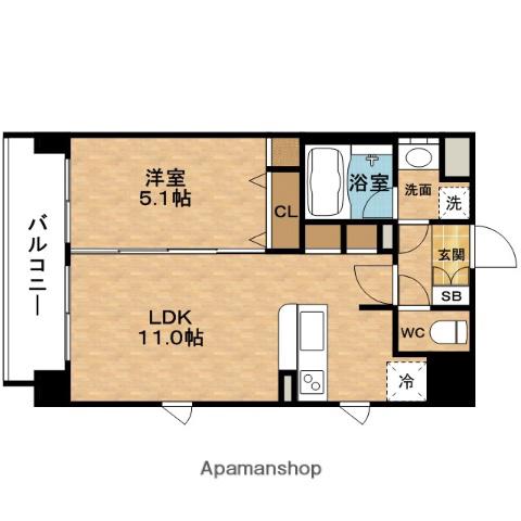 LANDセントラル梅田(1LDK/8階)の間取り写真