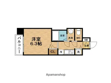 PRESSANCE梅田東アルファ(1K/8階)の間取り写真