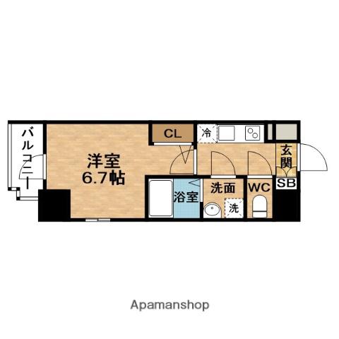 ESLEAD天神橋筋六丁目(1K/13階)の間取り写真