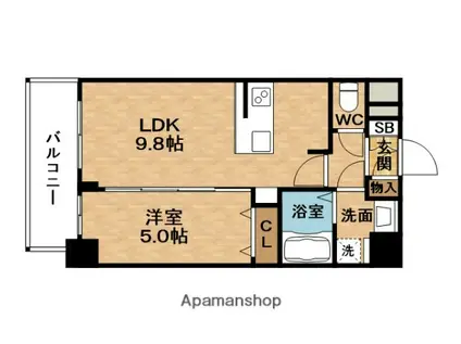 PRESSANCE扇町駅前(1LDK/12階)の間取り写真