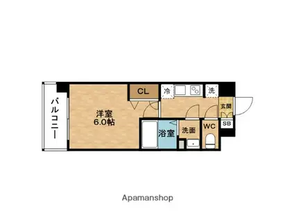PRESSANCE大阪天満リバーシア(1K/4階)の間取り写真