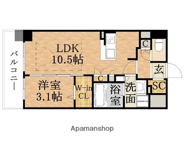 URBANEX同心(1LDK/7階)の間取り写真