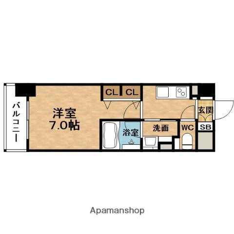 URBANEX同心(1K/7階)の間取り写真