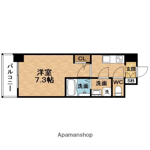 ラDOUCEUR西天満(1K/6階)の間取り写真