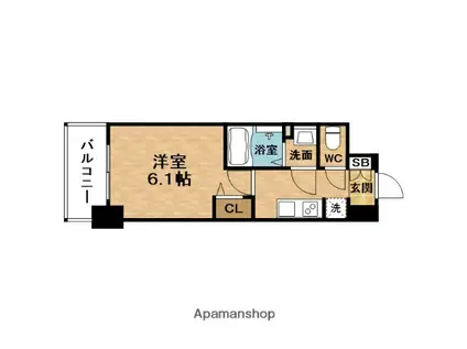 PRESSANCE天神橋筋六丁目ヴォワール(1K/9階)の間取り写真