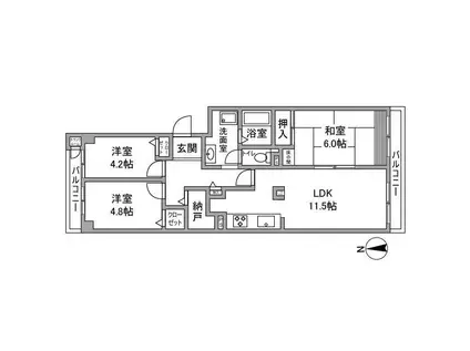 コープ野村豊中立花町(3LDK/2階)の間取り写真