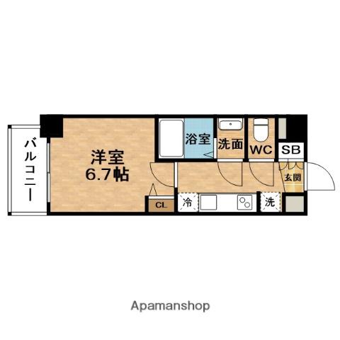 PRESSANCE大阪福島シエル(1K/7階)の間取り写真