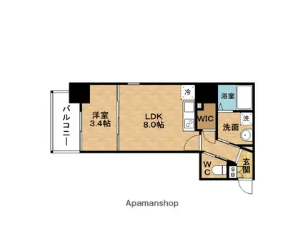 ADVANCE西梅田Ⅳエール(1LDK/8階)の間取り写真