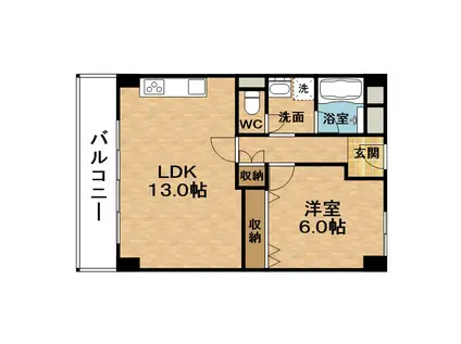 福島スカイハイツ(1LDK/7階)の間取り写真