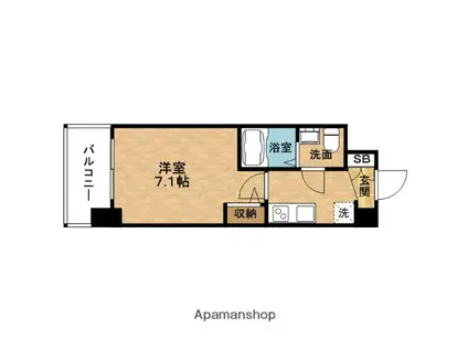 SERENITE福島カルム(1K/2階)の間取り写真