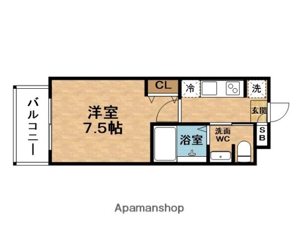 LAXRASS福島野田(1K/6階)の間取り写真