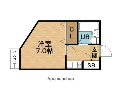 ビブレ佐々木(1K/3階)の間取り写真