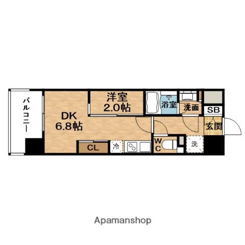 COMFORIA LIV南森町Q(1DK/14階)の間取り写真