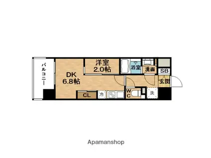 COMFORIA LIV南森町Q(1DK/2階)の間取り写真