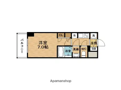 S-RESIDENCE福島ALOVITA(1K/7階)の間取り写真