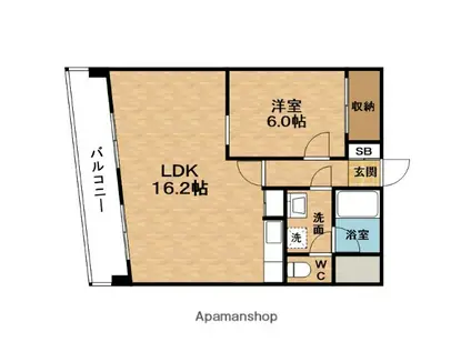 阪神ハイグレードマンション3番館(1LDK/2階)の間取り写真