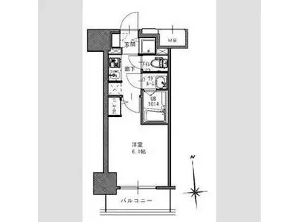 S-RESIDENCE南堀江(1K/2階)の間取り写真