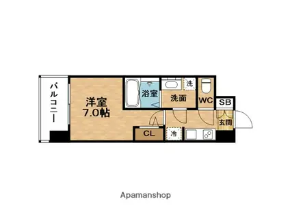 S-RESIDENCE大阪同心(1K/14階)の間取り写真