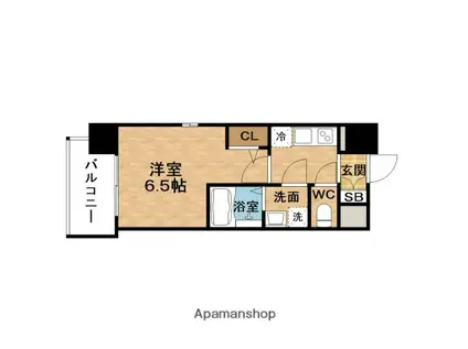 ESLEADレジデンス大阪福島シティウエスト(1K/5階)の間取り写真