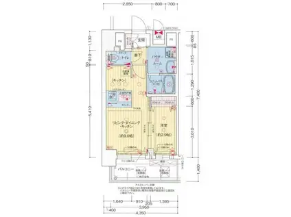プレサンス西九条シティベイ(1LDK/10階)の間取り写真