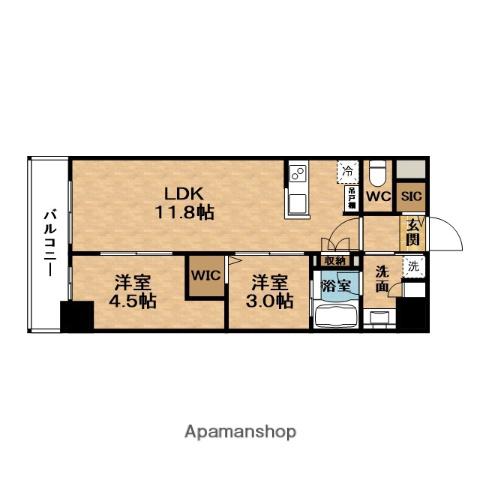 URBANEX南森町ウエスト(2LDK/14階)の間取り写真