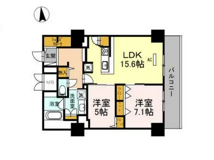 グランセジュール江坂 住居(2LDK/10階)の間取り写真