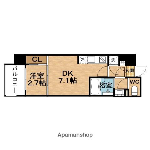 SEASONFLATS中崎(1DK/15階)の間取り写真