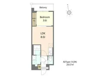 ALIVIS緑橋(1LDK/1階)の間取り写真