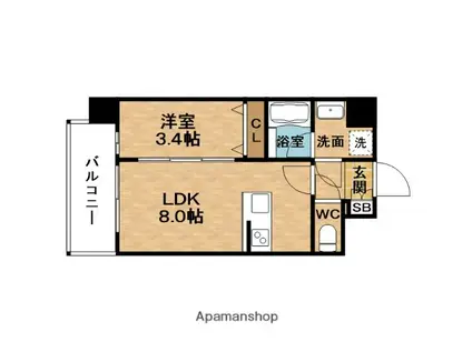 エスリードレジデンス大阪福島シティスクエア(1LDK/4階)の間取り写真