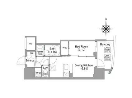 コンフォリア・リヴ大阪本町(1DK/7階)の間取り写真