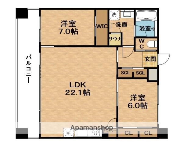 PREGIO東三国(2LDK/9階)の間取り写真