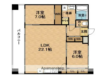 PREGIO東三国(2LDK/10階)の間取り写真