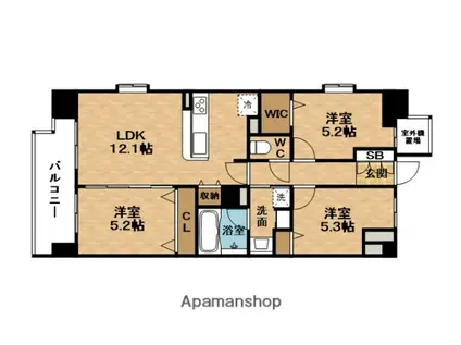 SPLENDIDEXI(2SLDK/3階)の間取り写真