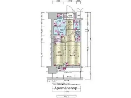 PRESSANCE東淀川駅前プローシェ(1DK/14階)の間取り写真