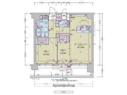 PRESSANCE東淀川駅前プローシェ(2LDK/15階)の間取り写真
