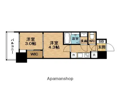 SERENITE東梅田アリエ(2K/15階)の間取り写真