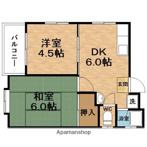 ファミールK&M(2DK/3階)の間取り写真