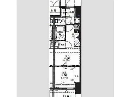 ALIVIS九条(1DK/5階)の間取り写真