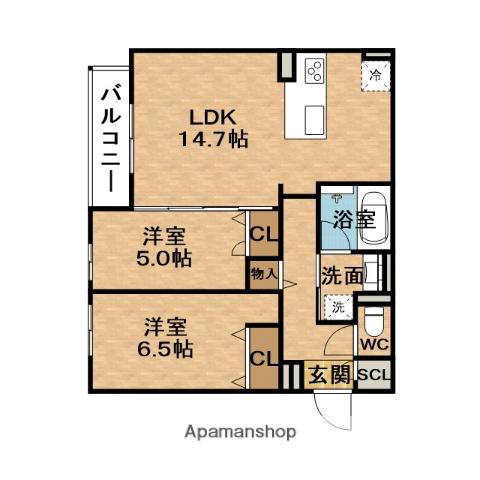 CLASHIST瑞光(2LDK/1階)の間取り写真