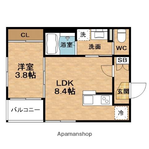HARMONYテラスVALUE姫里(1LDK/1階)の間取り写真
