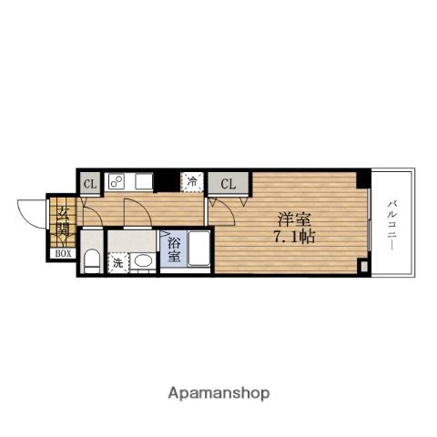 ウィルテラスNAMBAMINAMI(1K/10階)の間取り写真