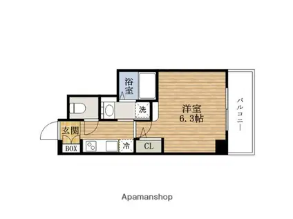 エステムプラザ難波ウエストリバークロス(1K/7階)の間取り写真