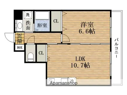 エルミタージュ難波南3(1LDK/4階)の間取り写真