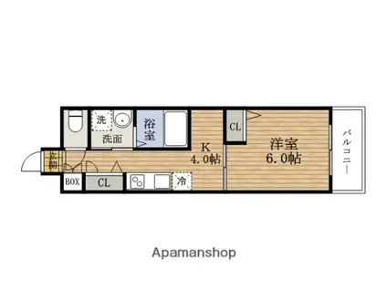 シーガルマンションⅡ(1K/6階)の間取り写真